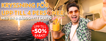 Kryssning för upp till 4 personer med 4-bäddshytt GRATIS